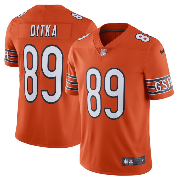 mens nike mike ditka orange chicago bears alternate vapor untouchable limited retired player jersey